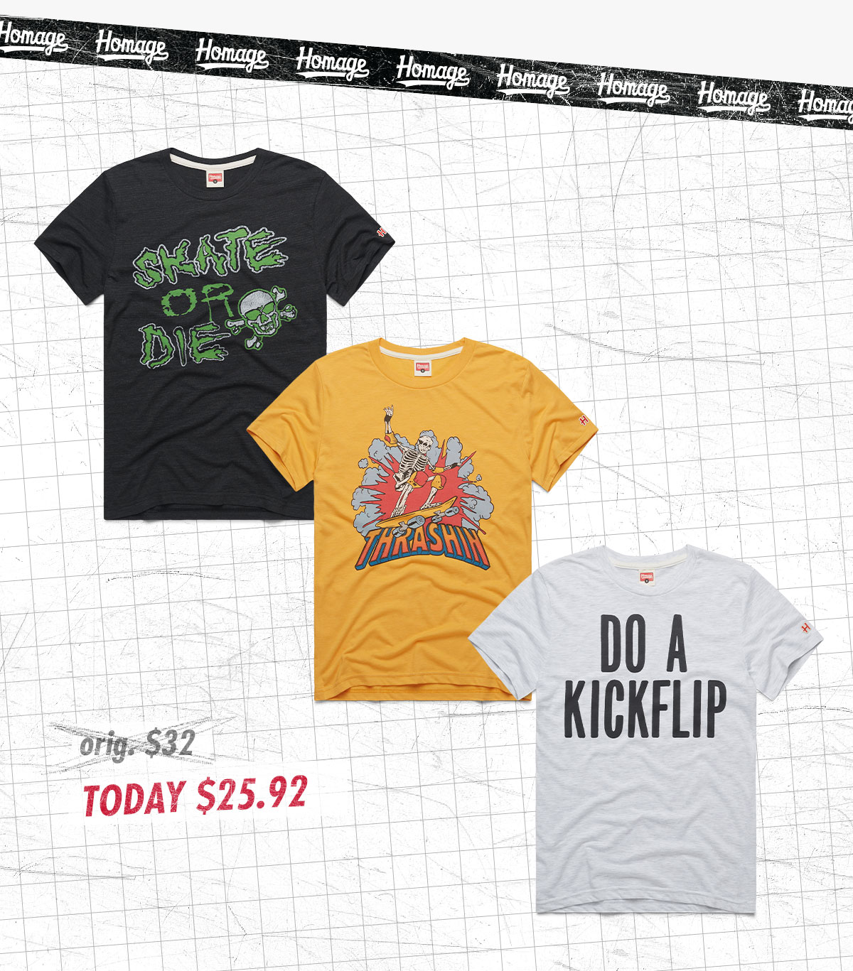 NEW! Skateboard Tees from HOMAGE. Online only.