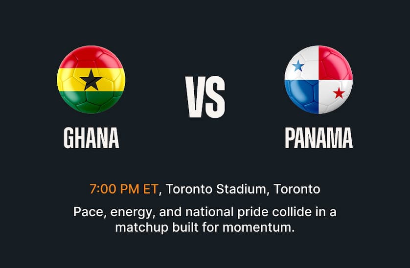 Ghana vs Panama - 7:00 PM ET Toronto Stadium, Toronto. Pace, energy, and national pride collide in a matchup built for momentum.