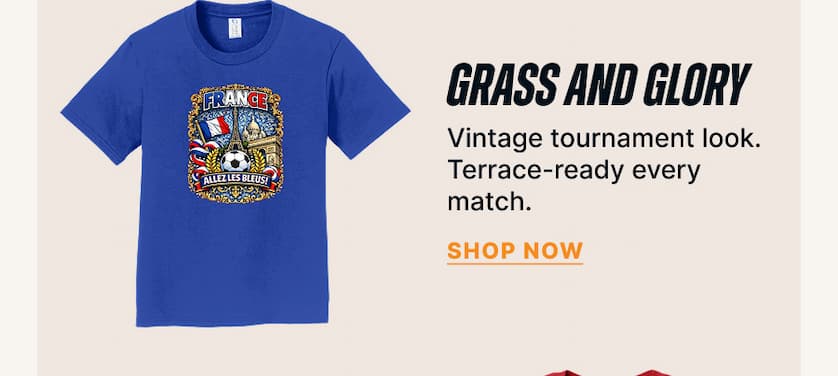 Grass and Glory - Vintage tournament look. Terrace-ready every match.