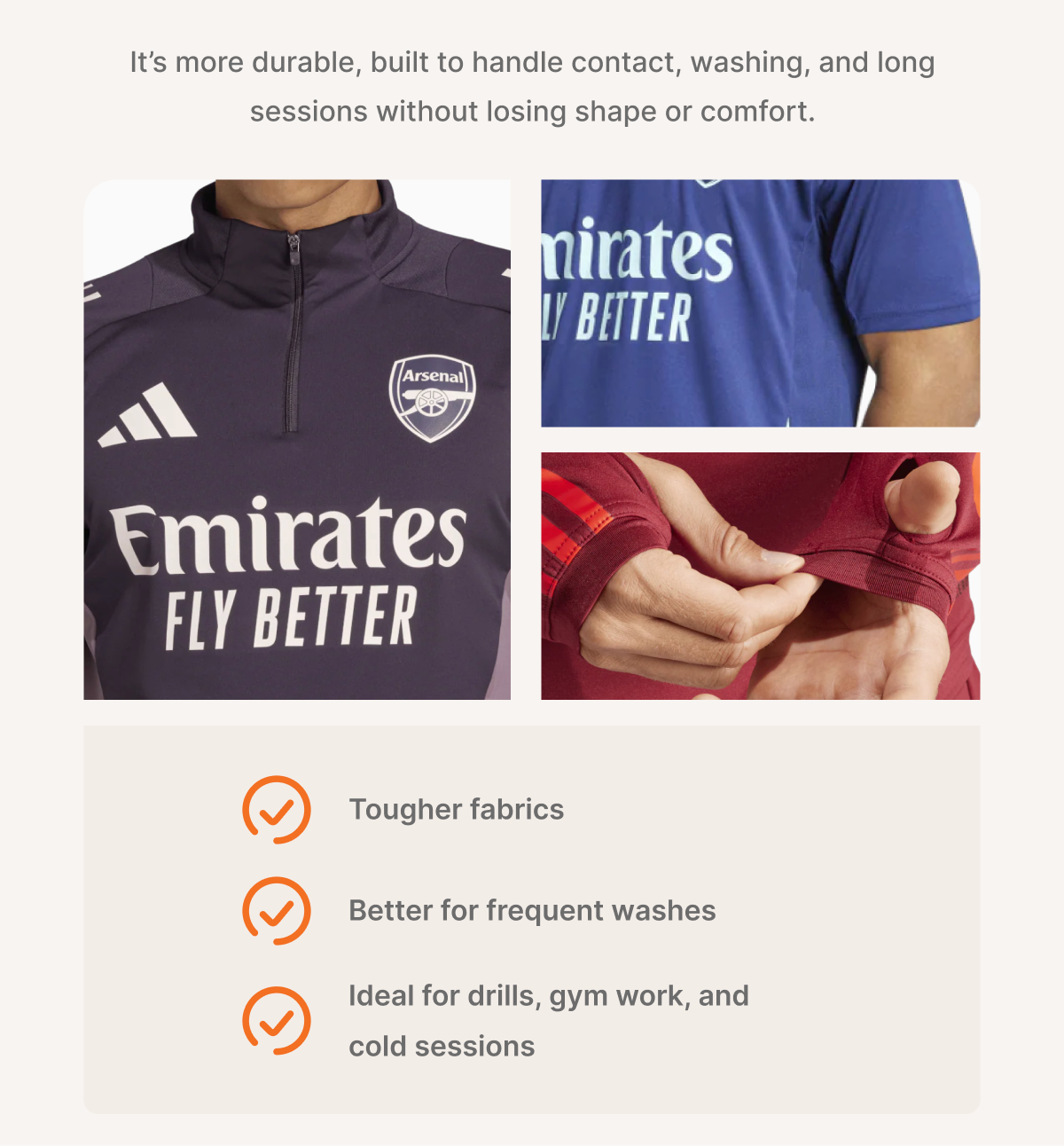 It's more durable, built to handle contact, washing, and long sessions without losing shape or comfort. ✔ Tougher fabrics  ✔ Better for frequent washes  ✔ Ideal for drills, gym work, and cold sessions