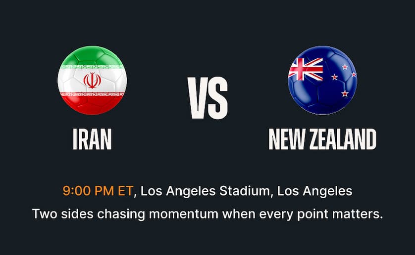 Iran vs New Zealand - 9:00 PM ET Los Angeles Stadium, Los Angeles. Two sides chasing momentum when every point matters.