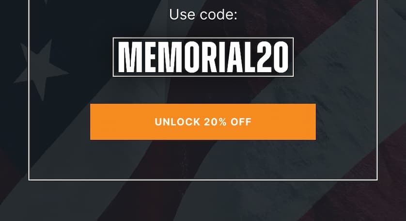 Use code: MEMORIAL20.