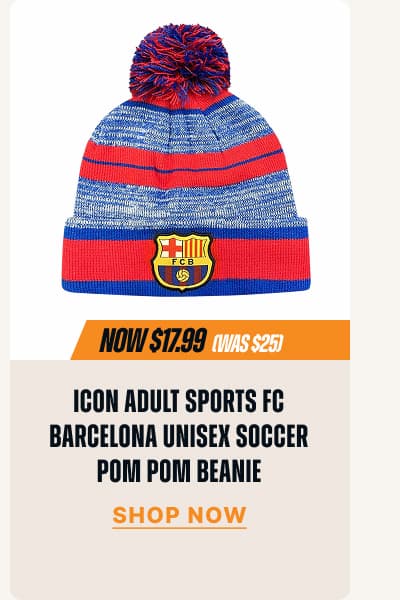 Icon Adult Sports FC Barcelona Unisex Soccer Pom Pom Beanie