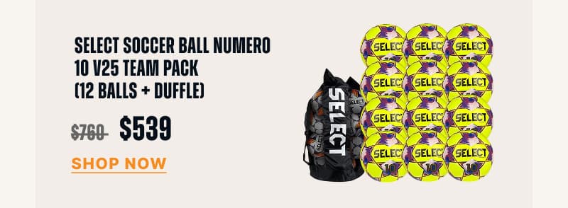 SELECT SOCCER BALL NUMERO 10 V25 TEAM PACK (12 BALLS + DUFFLE)