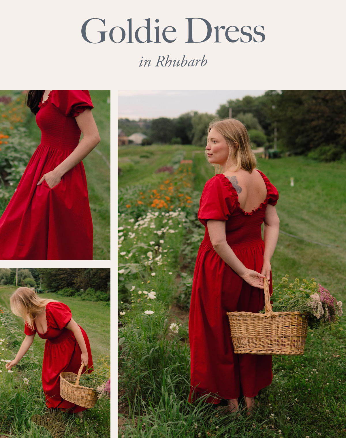 GOLDIE DRESS IN RHUBARB