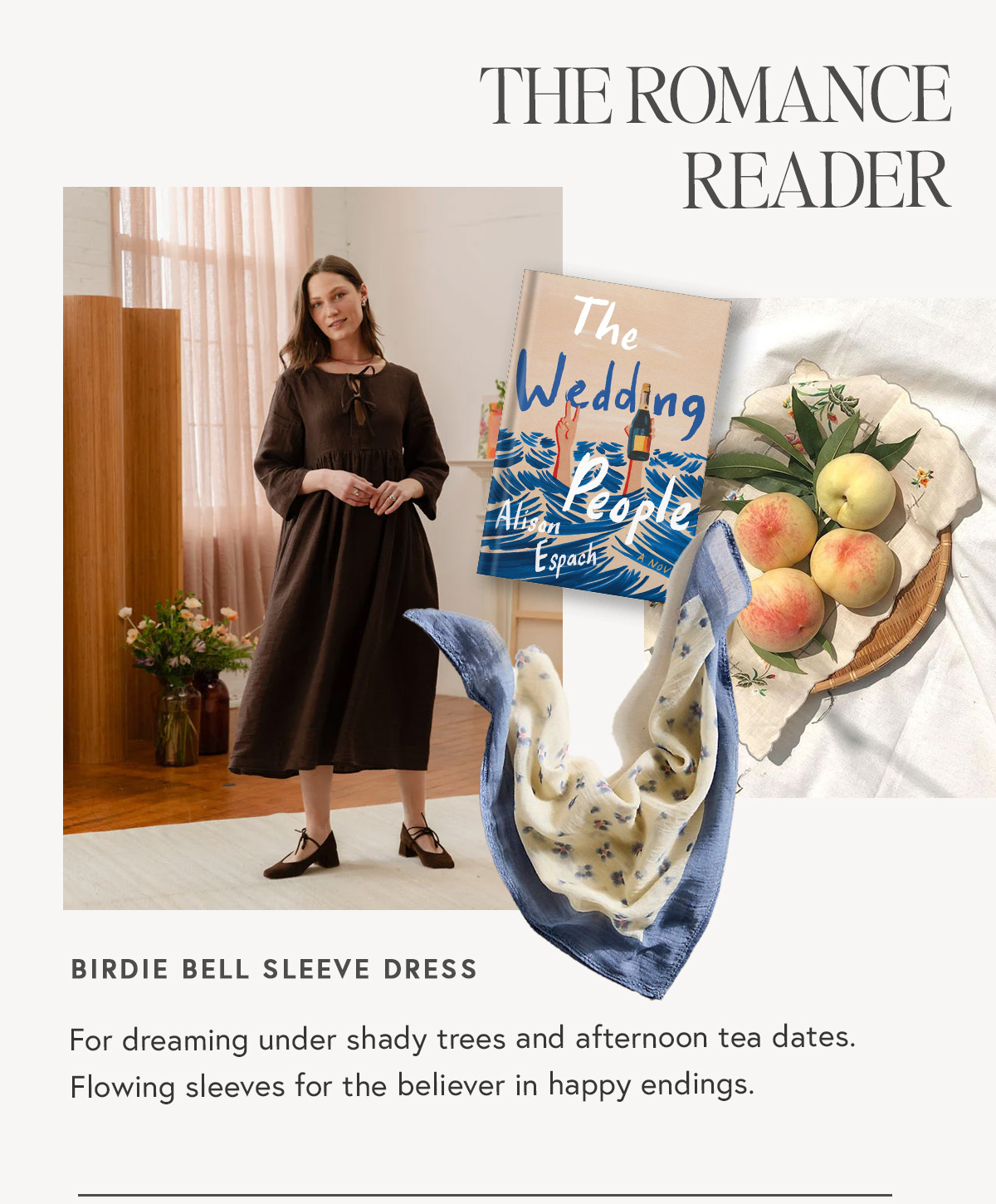 THE ROMANCE READER  Birdie Bell Sleeve Dress For dreaming under shady trees and afternoon tea dates. Flowing sleeves for the believer in happy endings.