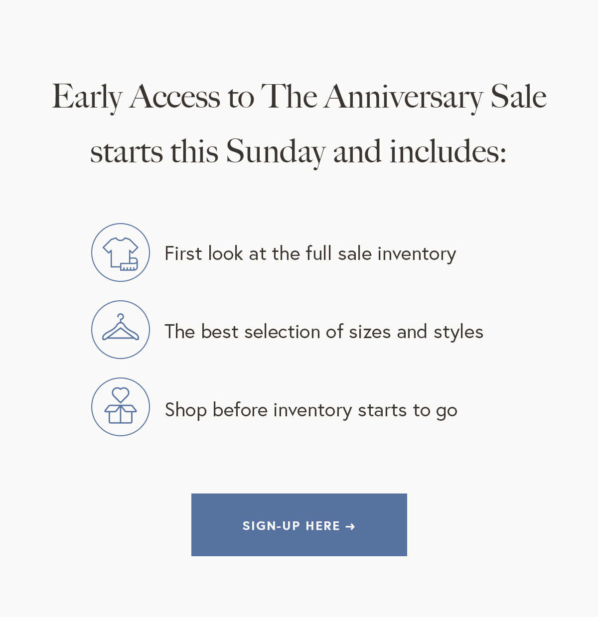 Early access to the Anniversary Sale