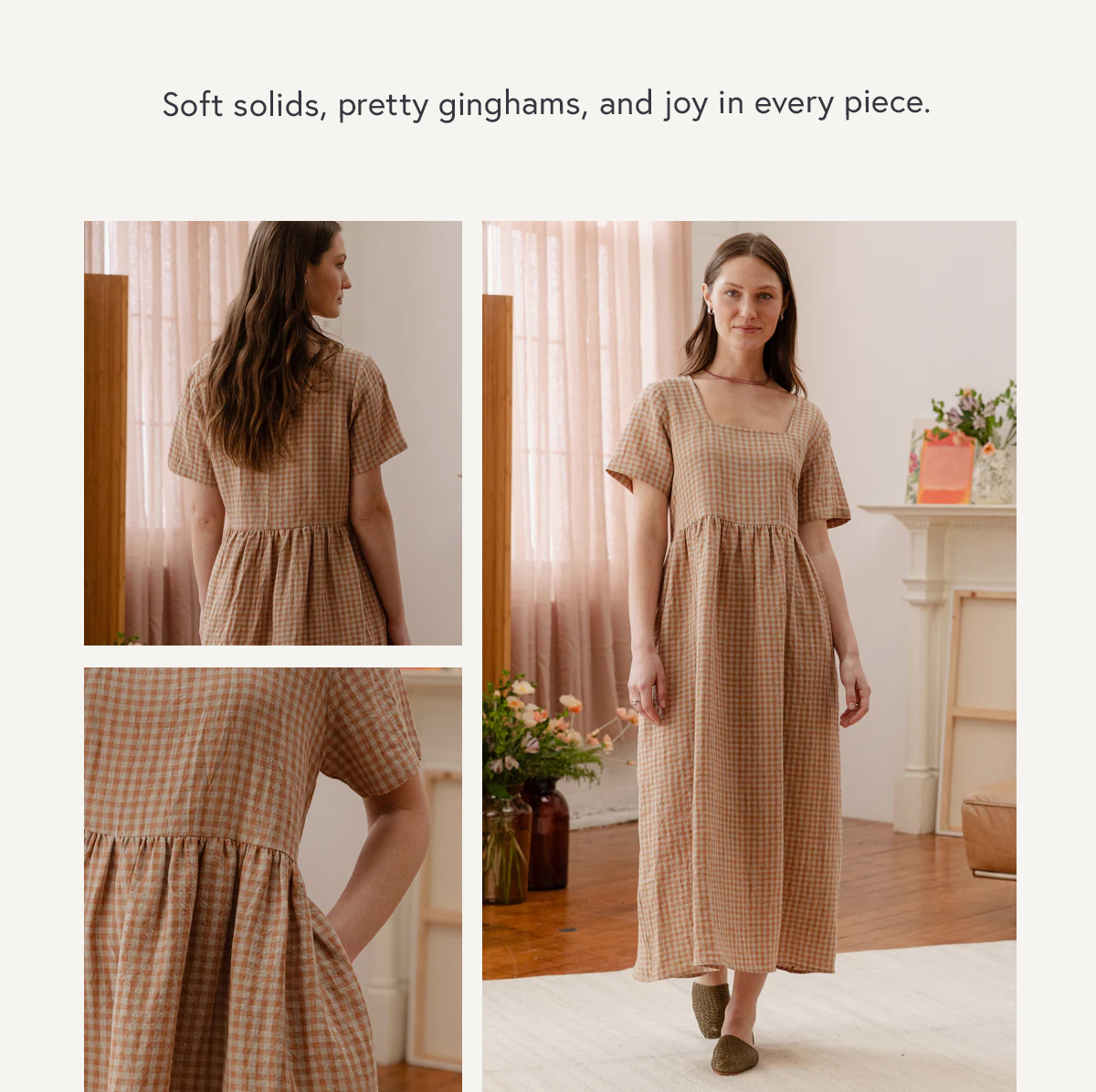 Soft solids, pretty ginghams, and joy in every piece. The Nico Square Neck Dress A new update to our best-selling dress with hundreds of glowing reviews.