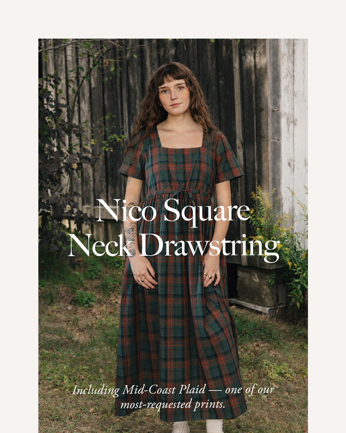 Nico square neck drawstring