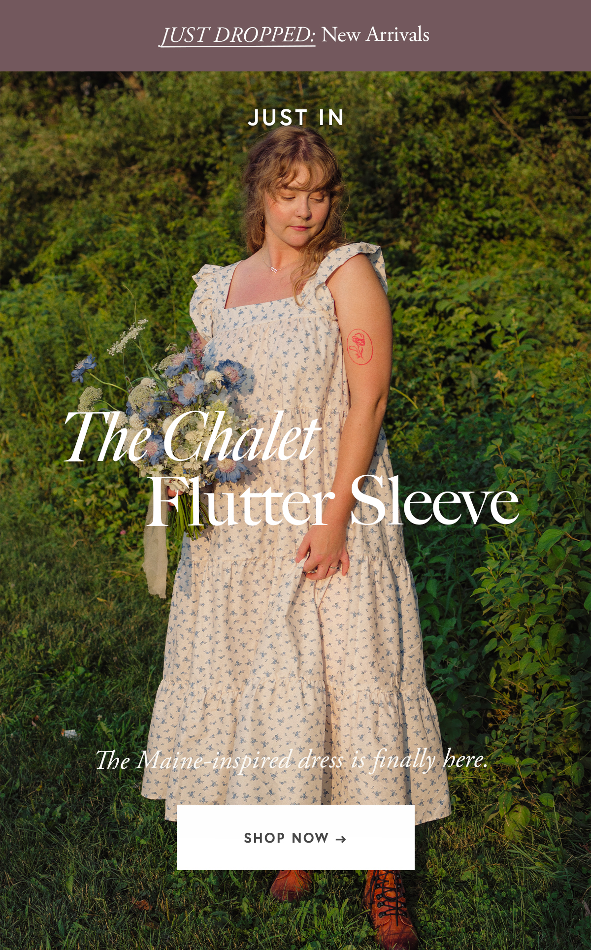 The Chalet Flutter Sleeve Dress   The Maine-inspired dress is finally here.