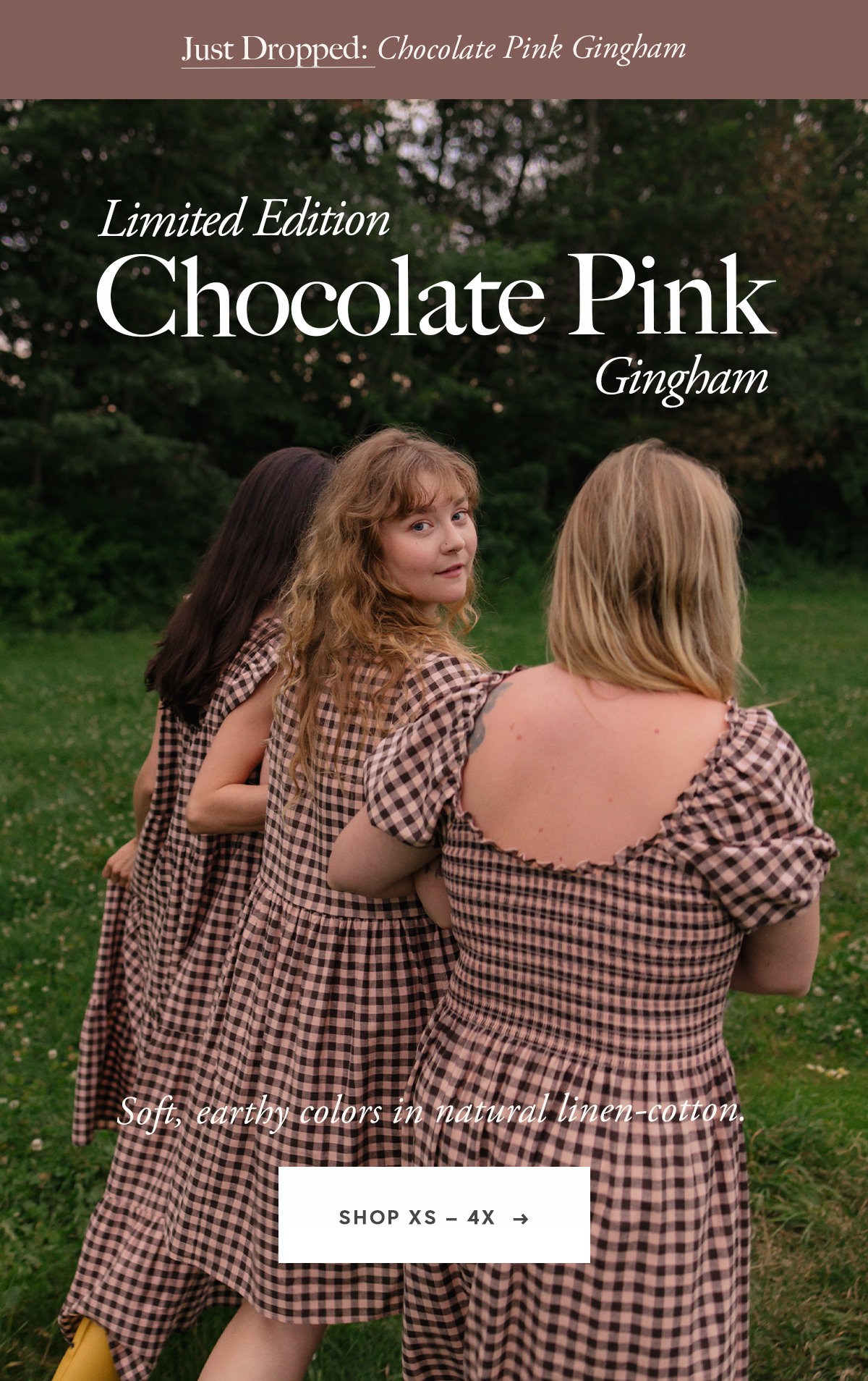 Just Dropped  Limited Edition Chocolate Pink Gingham  Soft, earthy colors in natural linen-cotton.