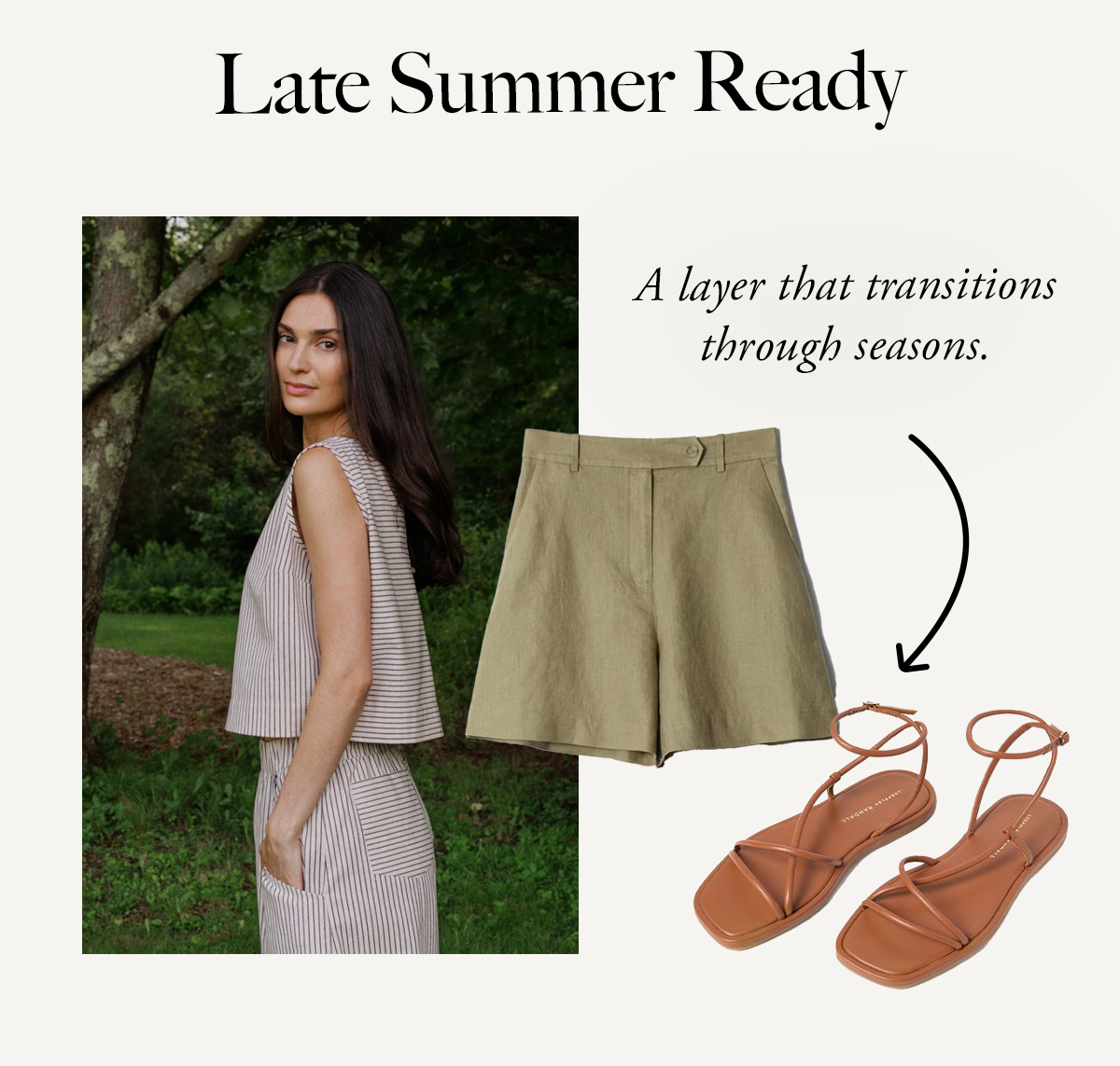 LATE SUMMER READY Luna Tank + Linen Shorts + Sandals + Tote Perfect for warm days and outdoor plans.