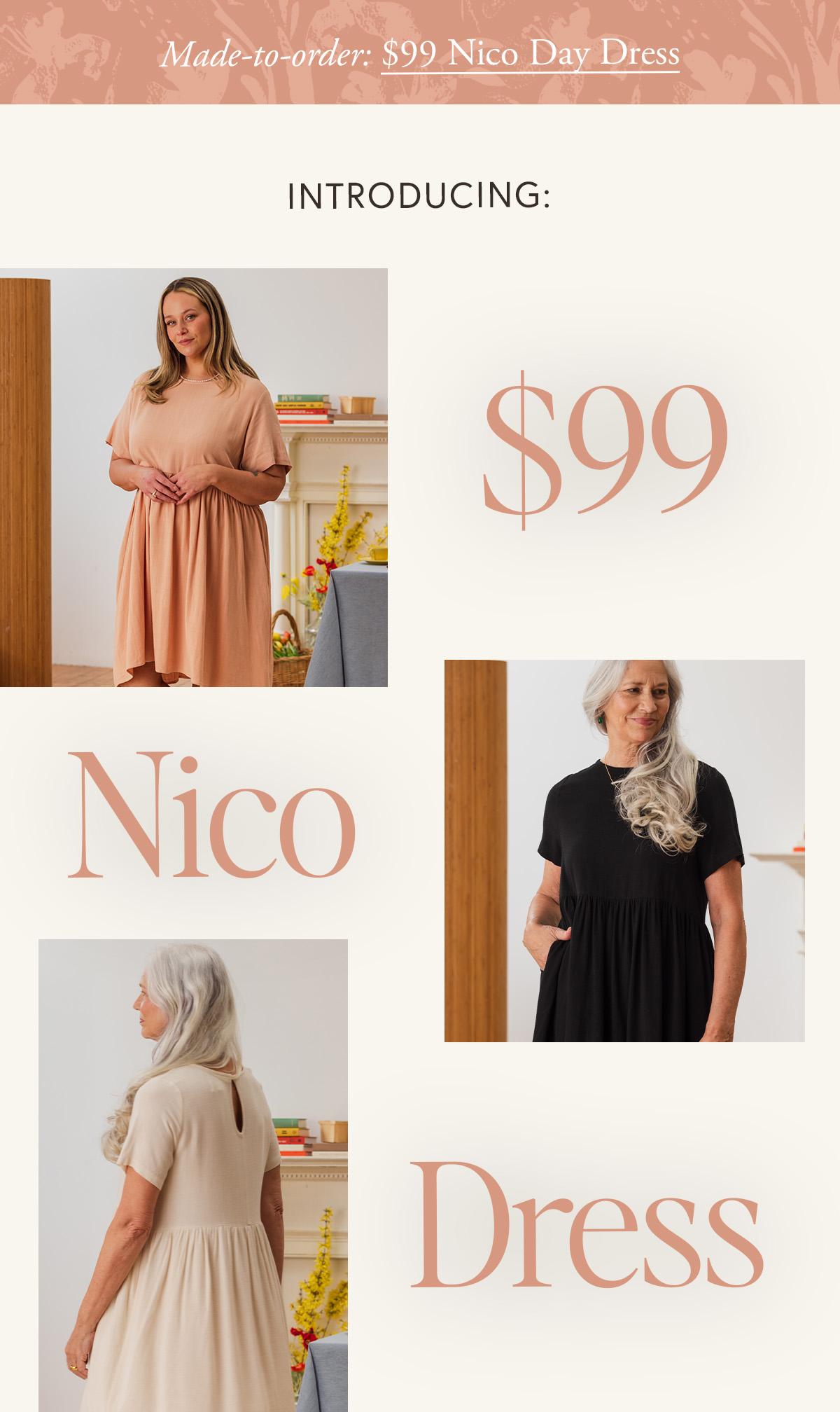 Made-to-order: $99 Nico Day Dress