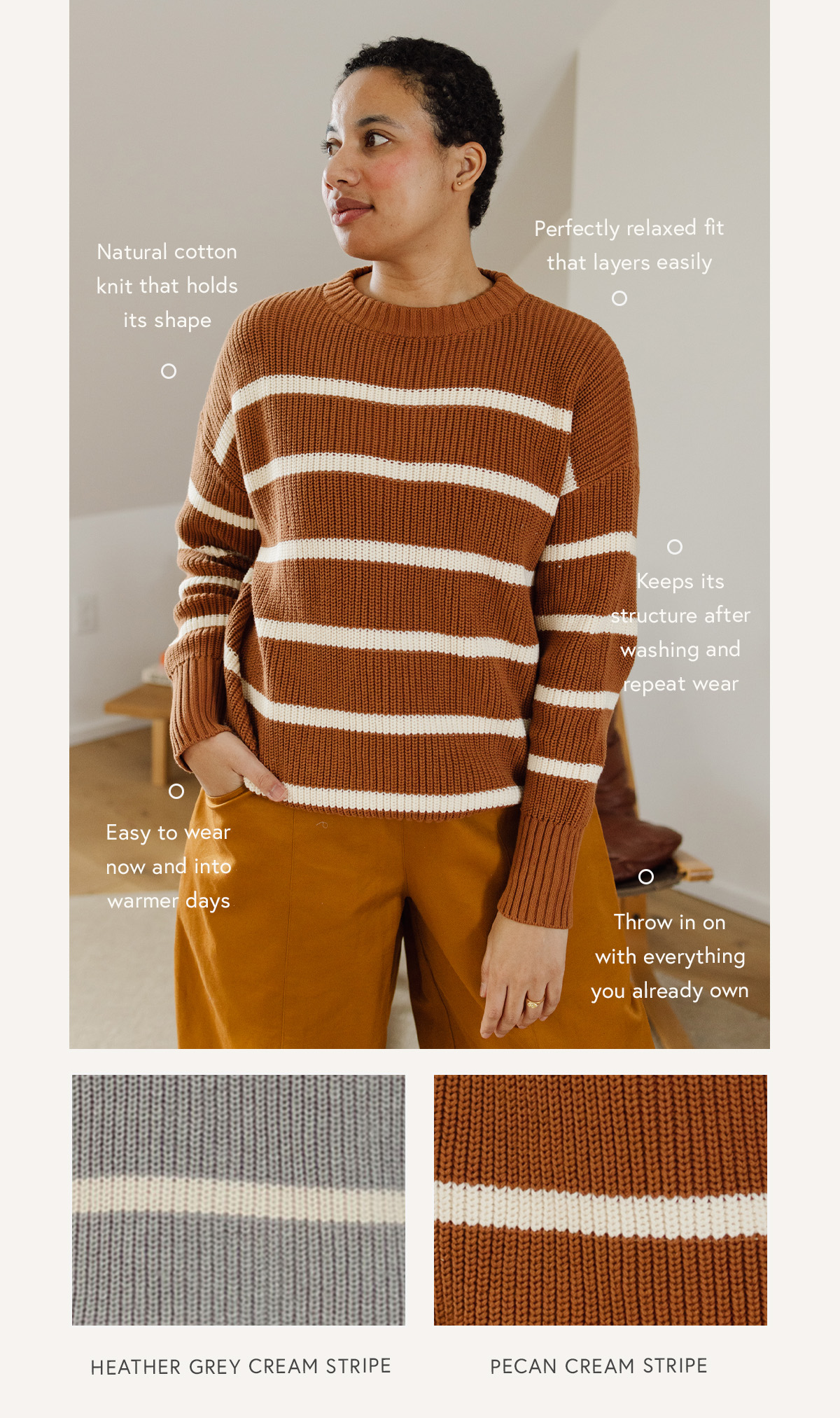 Natural cotton knit that holds its shape
