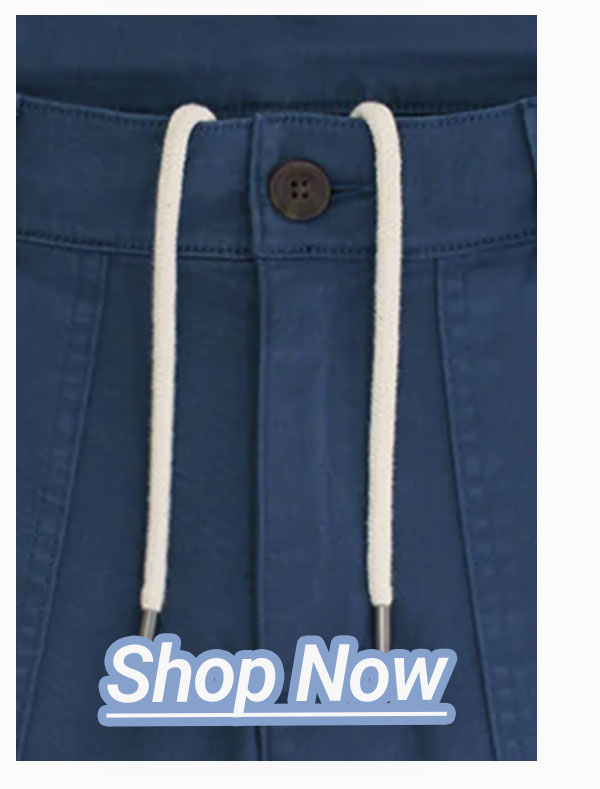 [IMG of twill drawstring shorts] SHOP NOW