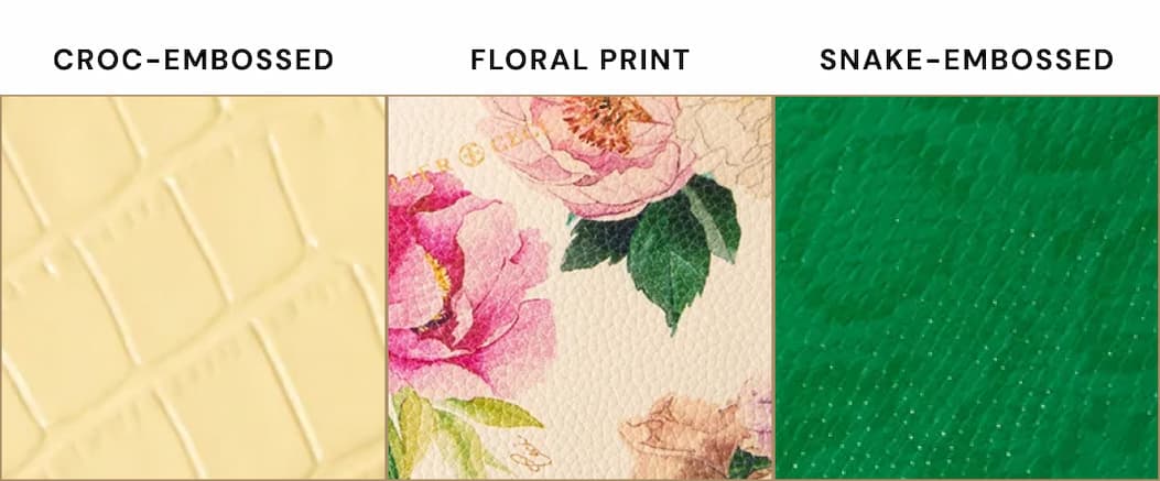 CROC-EMBOSSED FLORAL PRINT SNAKE-EMBOSSED