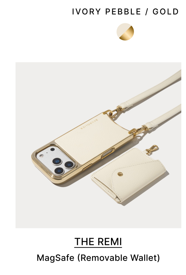 IVORY PEBBLE/GOLD THE REMI MagSafe (Removable Wallet)