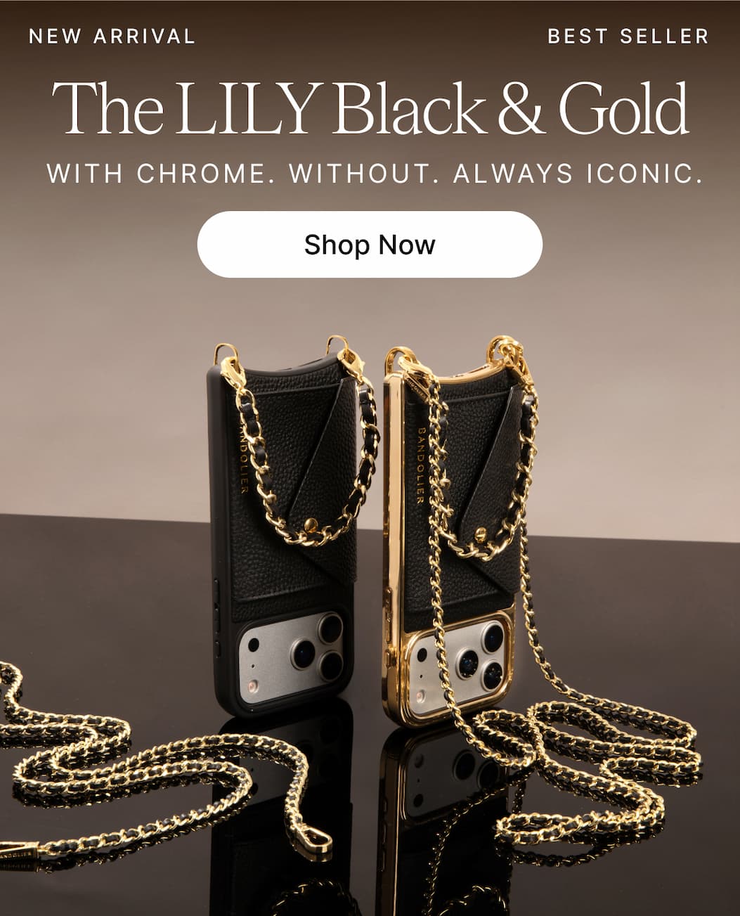 NEW ARRIVAL BEST SELLER The LILLY Black & Gold WITH CHROME. WITHOUT. ALWAYYYS ICONIC Shop Now