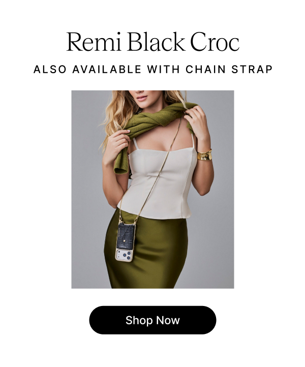 Remi Black Croc ALSO AVAILABLE WITH CHAIN STRAP Shop Now