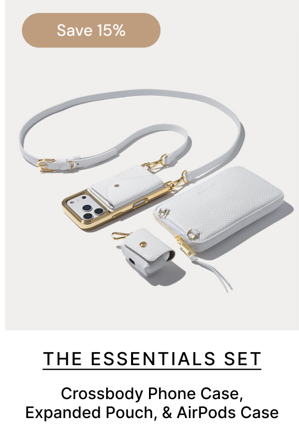Save 15% THE ESSENTIALS SET Crossbody Phone Case, Expanded Pouch & AirPods Case