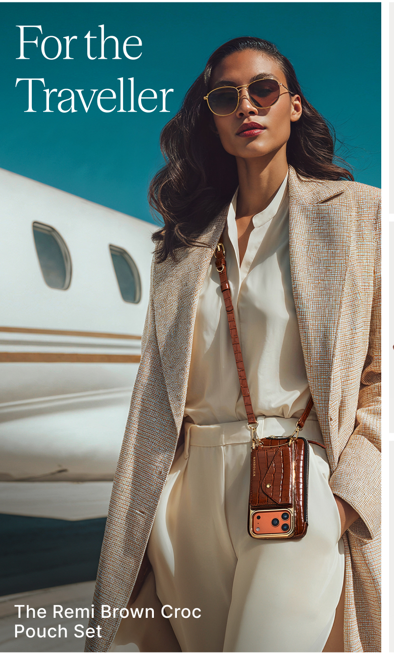 For The Traveller The Remi Brown Croc Pouch Set