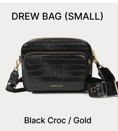 DREW BAG (SMALL) Black Croc/Gold