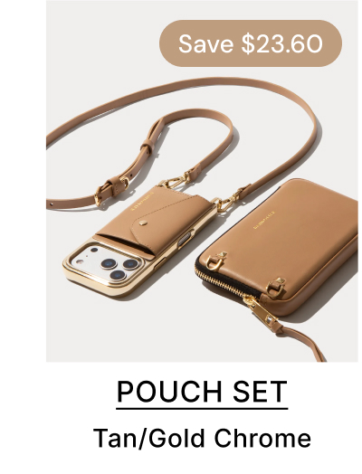 Save $23.60 POUCH SET Tan/Gold Chrome