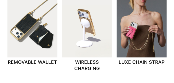 REMOVABLE WALLET WIRELESS CHARGING LUXE CHAIN STRAP