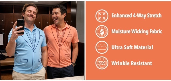 	Dumb Golf Polo fabric features - stretch, moisture wicking, soft, wrinkle resistant