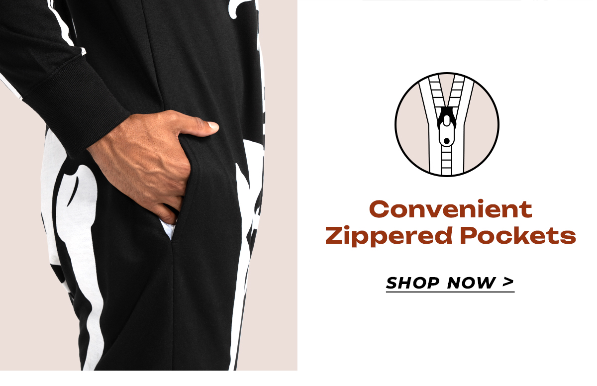 Convenient Zippered Pockets. Shop Now.