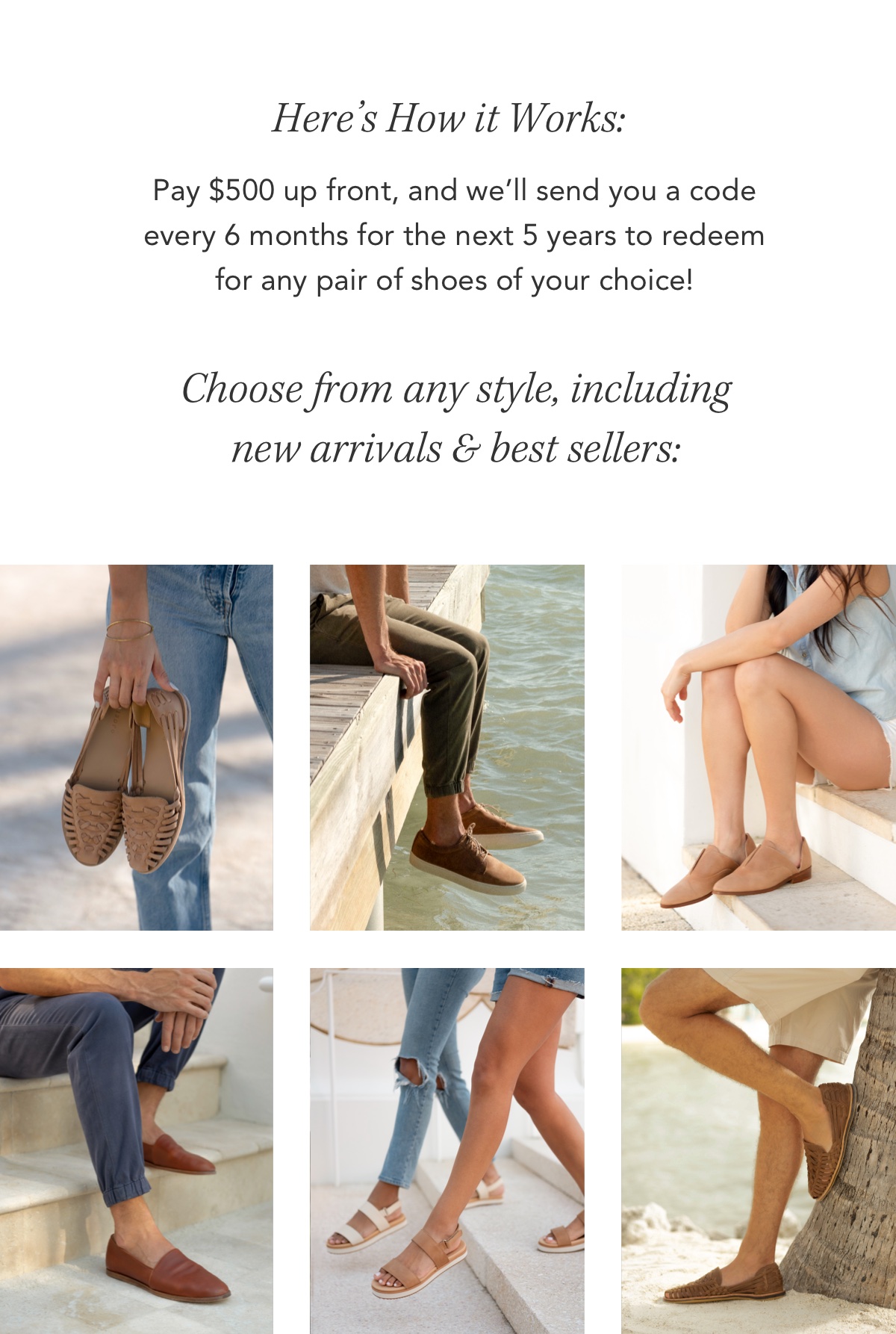10 pairs of shoes for $50 each! Sign up now.