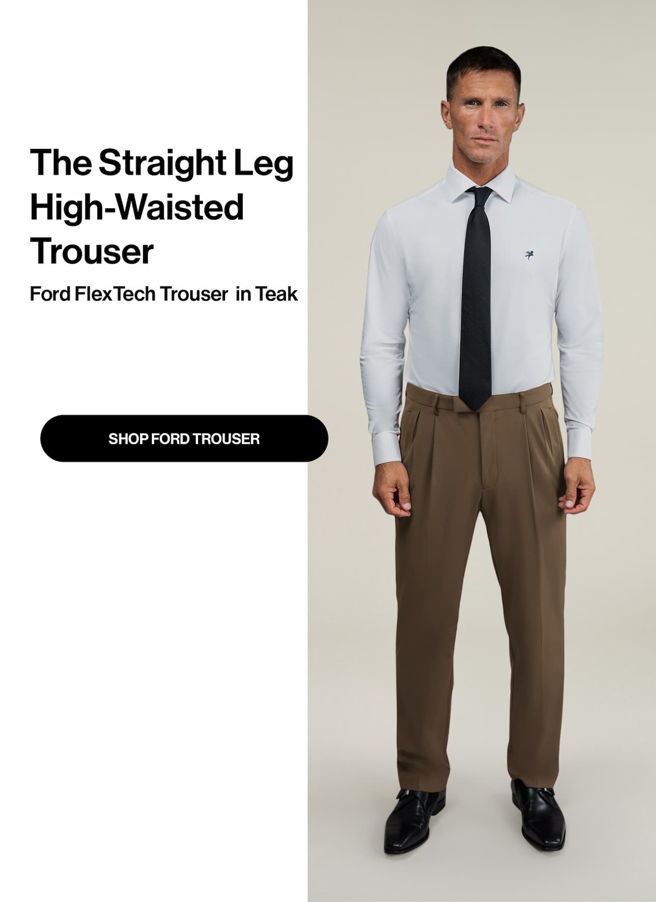 The Straight Leg  High-Waisted Trouser Ford FlexTech Trouser  in Teak