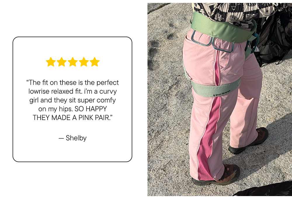 "The fit on these is the perfect lowrise relaxed fit. i’m a curvy girl and they sit super comfy on my hips. SO HAPPY THEY MADE A PINK PAIR."​  -Shelby​