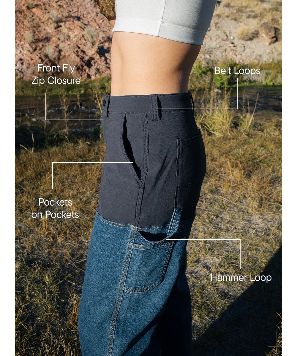 Front Fly Zip Closure​  Belt Loops​  Pockets on Pockets​  Hammer Loop