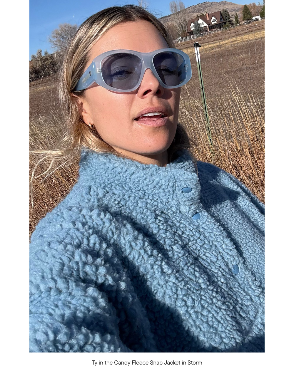 Ty in the Candy Fleece Snap Jacket in Storm