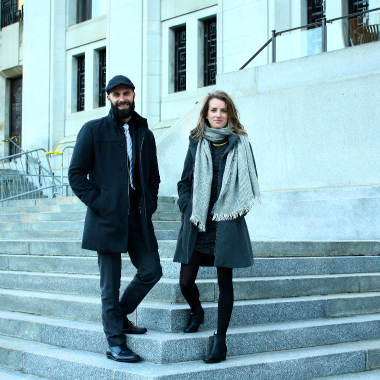 Entering the courthouse