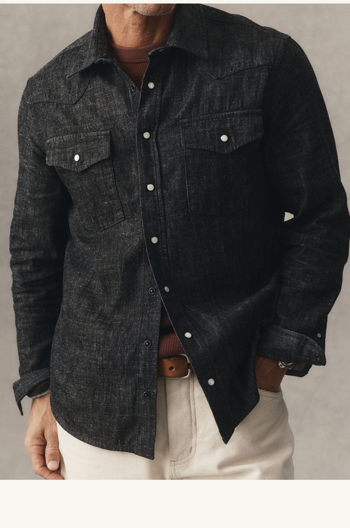 The Glacier Shirt in Black Indigo Hemp Denim