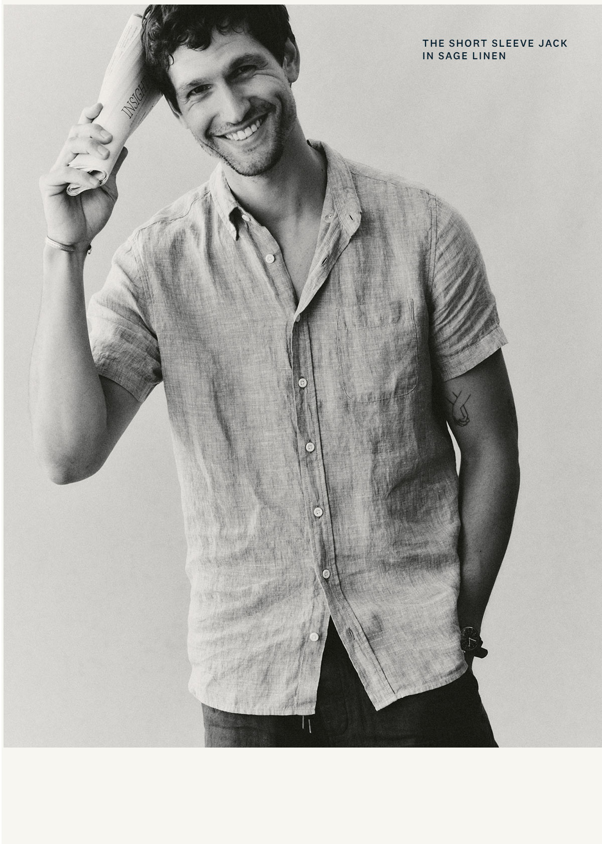 The Short Sleeve Jack in Sage Linen