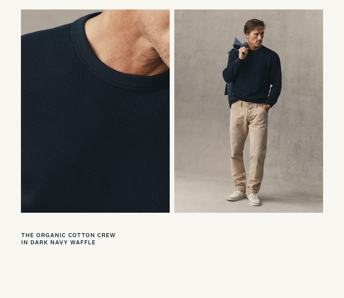 The Organic Cotton Crew in Dark Navy Waffle