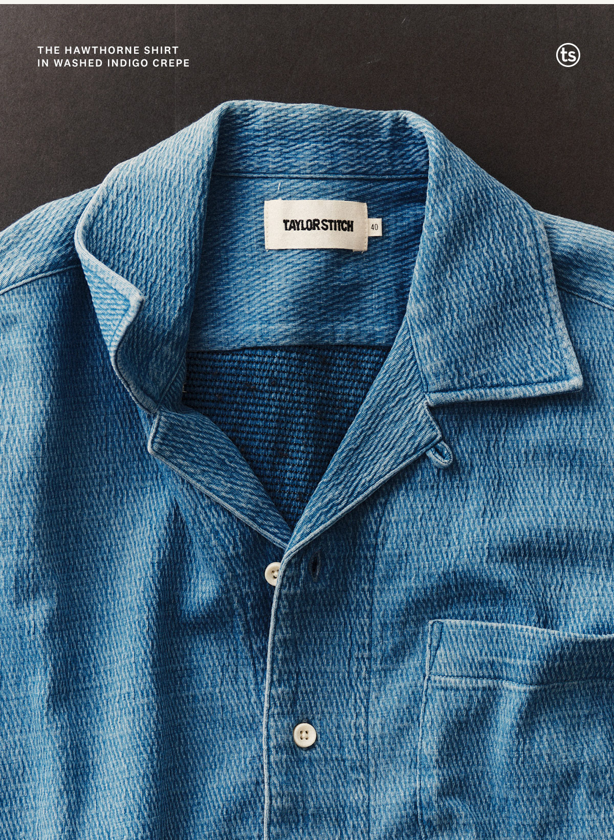 The Hawthorne Shirt in Washed Indigo Crepe