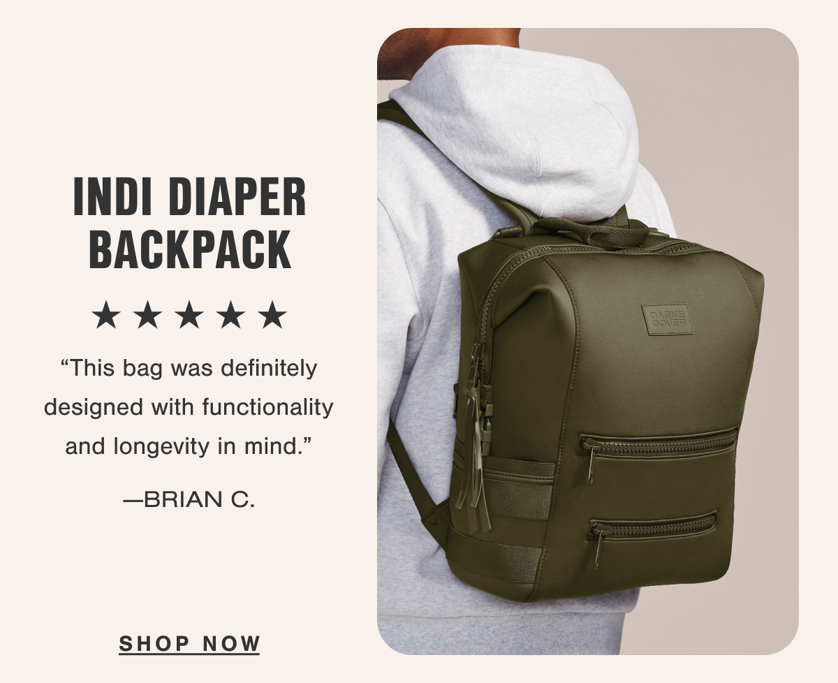 Indi Diaper Backpack. "This bag was definitely designed with functionality and longevity in mind." - Brian C.