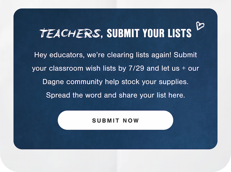 Teachers, Submit your lists.