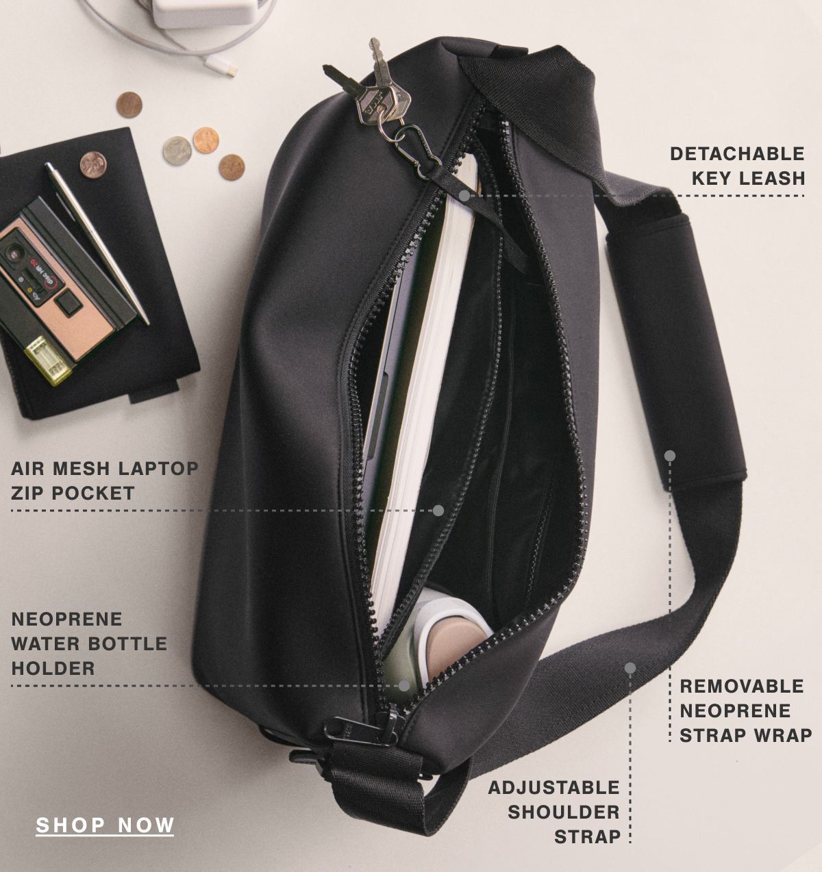 Enzo Messenger Bag in Onyx.
