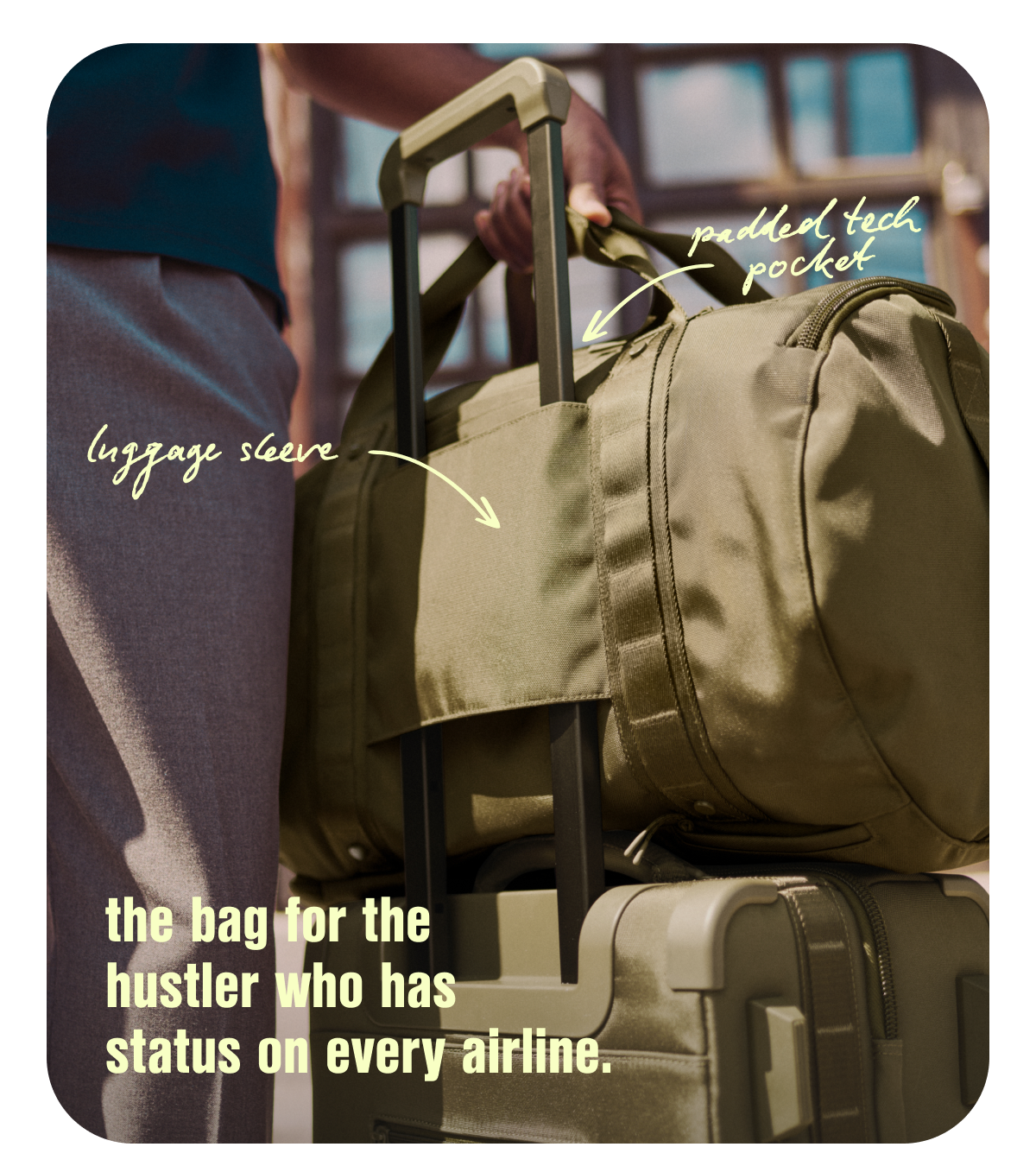 The bag for the hustler who has status on every airline.