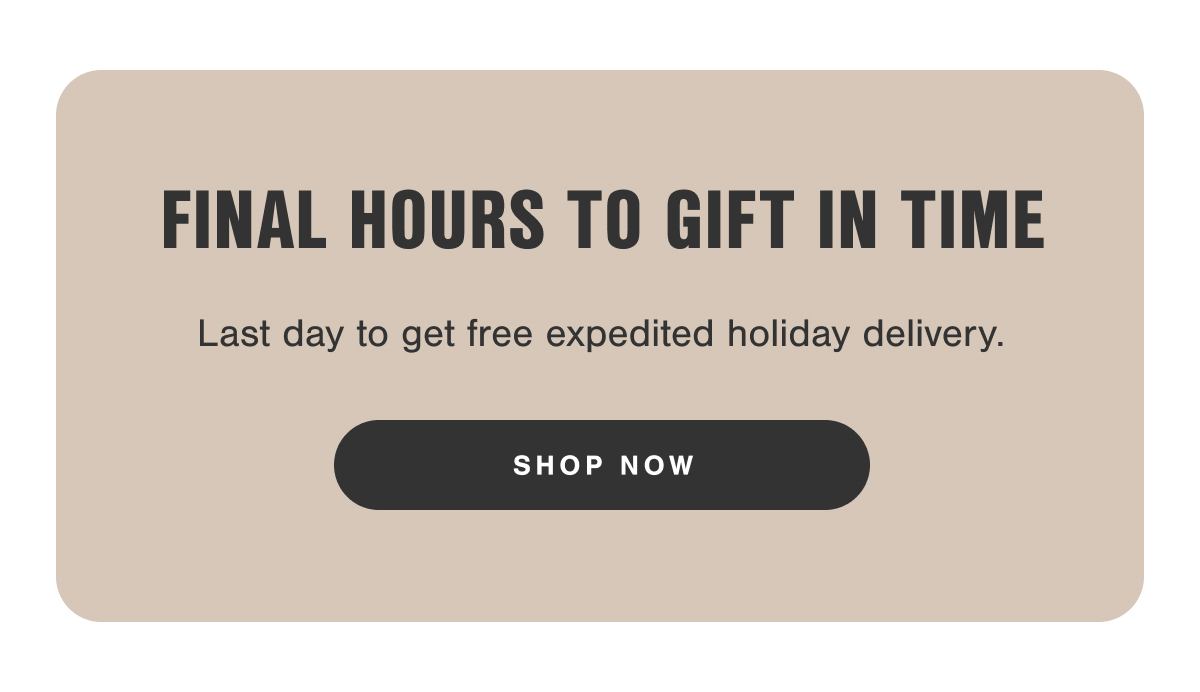 Last Day to Get Free Expedited Holiday Delivery.