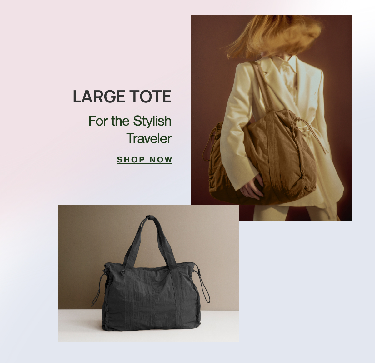 LARGE TOTE. For the Stylish Traveler.