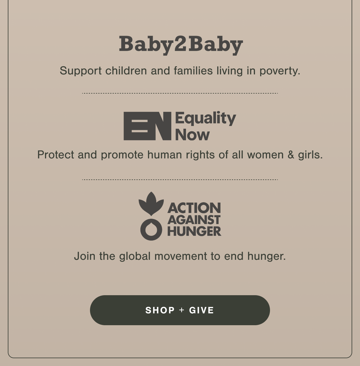Everyday is Giving Tuesday. Shop + Give.