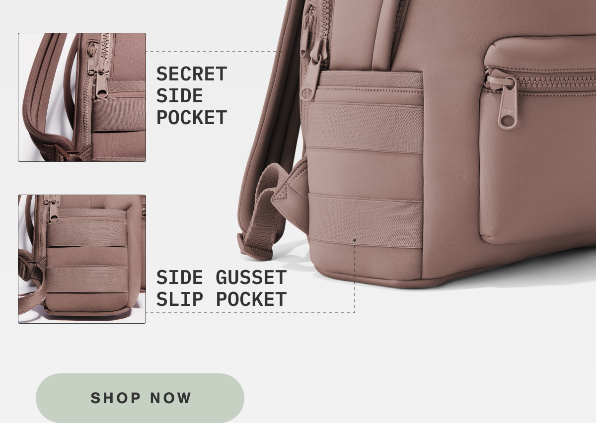 Secret Side Pocket. Side Gusset Slip Pocket. SHOP NOW.