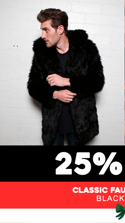 Classic Men's Faux Fur Coat | Black Wolf