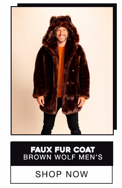 Classic Men's Faux Fur Coat | Brown Wolf | Made-To-Order